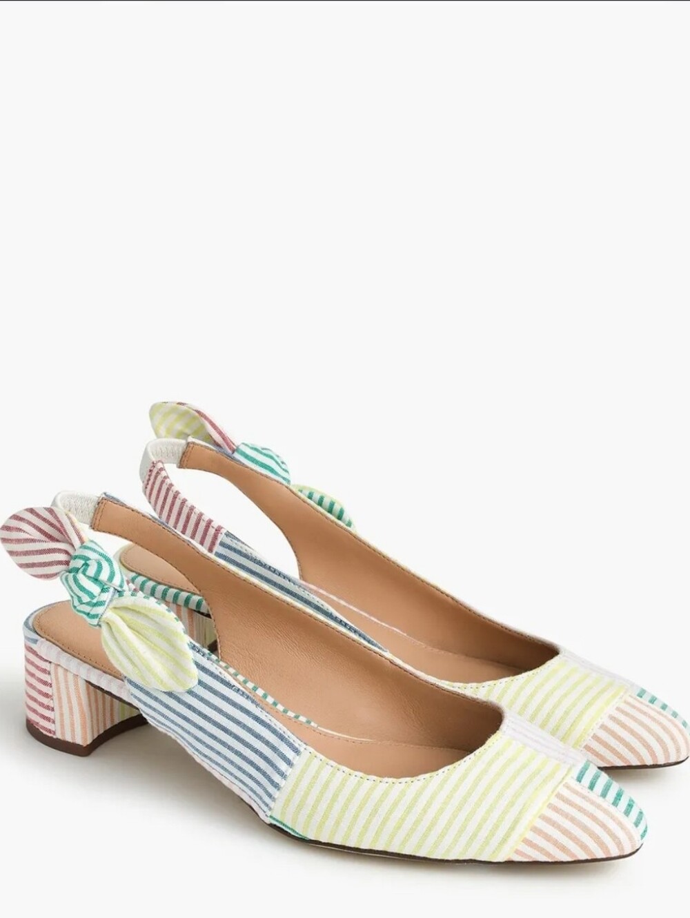 J.Crew Slingback Bow Pumps in mixed pastel low block Us7